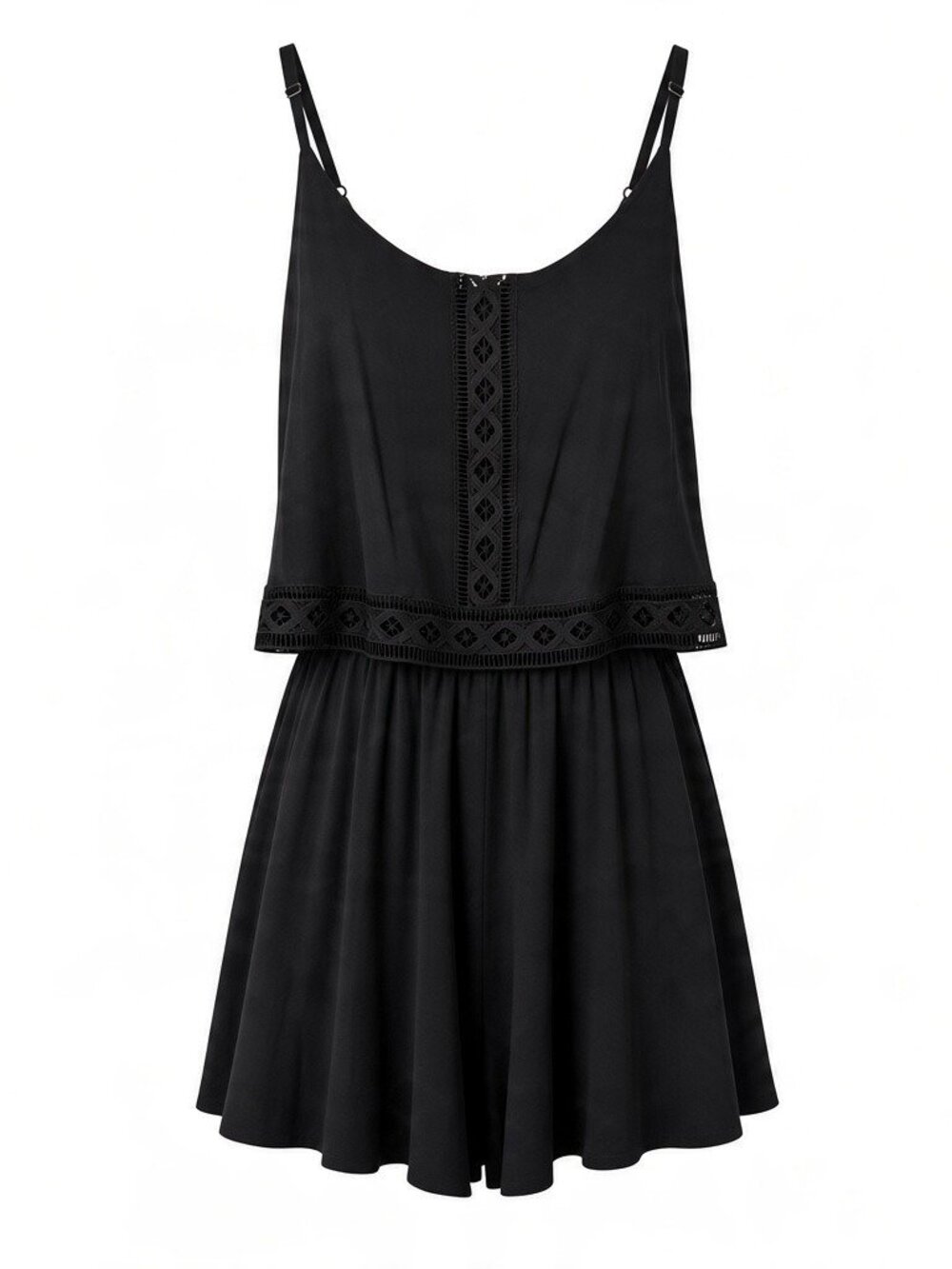 Topshop Black Overlay Romper Jumpsuit Size US 4 / UK 8